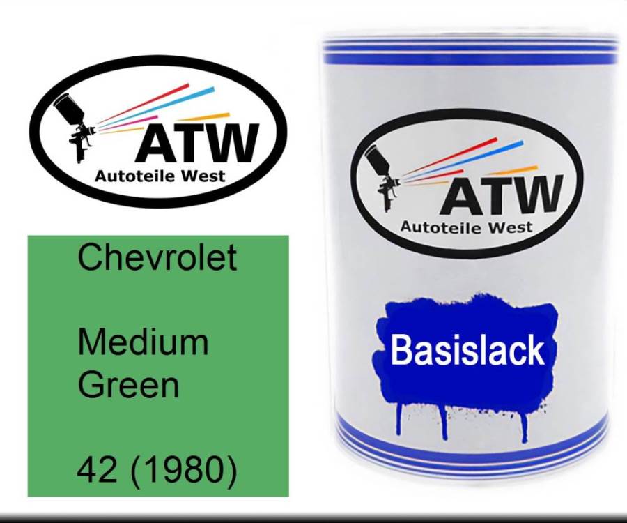 Chevrolet, Medium Green, 42 (1980): 500ml Lackdose, von ATW Autoteile West.